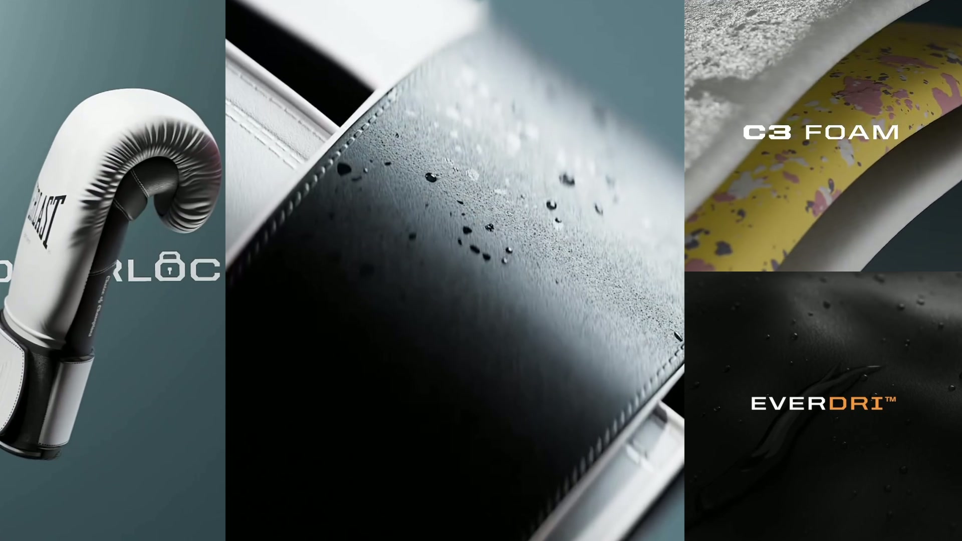 Everlast Powerlock — painel de features, C3 Foam e EverDri